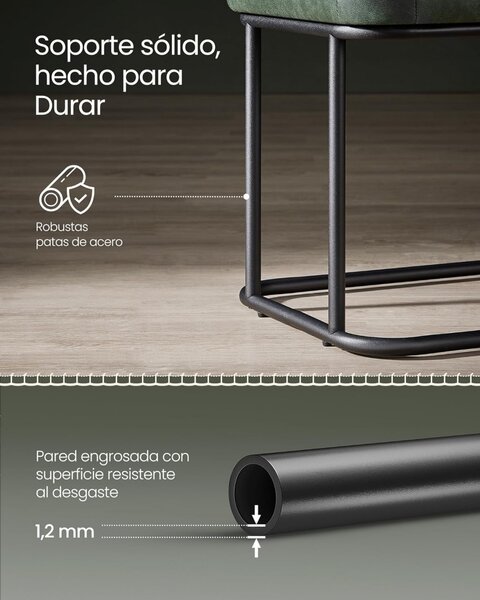 Bancuta intrare hol, Vasagle, Verde inchis, 120x40x45 cm