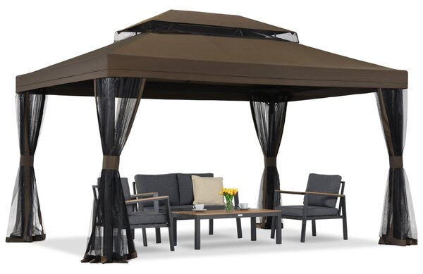 Pavilion de grădină maro cu plasă de țânțari Valencia 3x4 m Garden Point