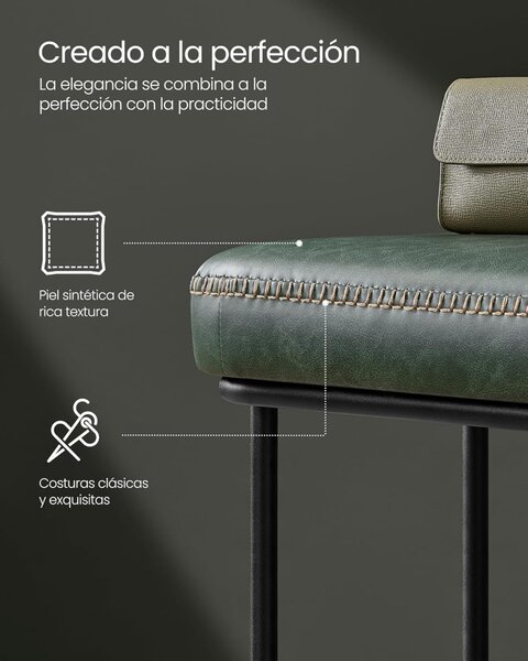 Bancuta intrare hol, Vasagle, Verde inchis, 120x40x45 cm