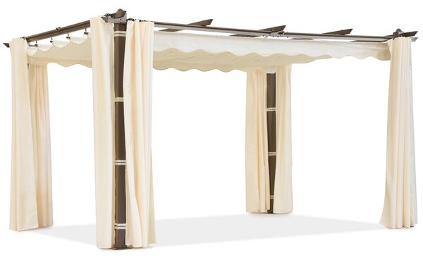 Barbados pergola terasă 3x4 m cu perdele Garden Point woodlike-beige