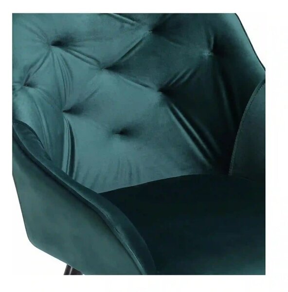 Scaun K487, verde inchis/negru, stofa catifelat/metal, 56x65x81 cm