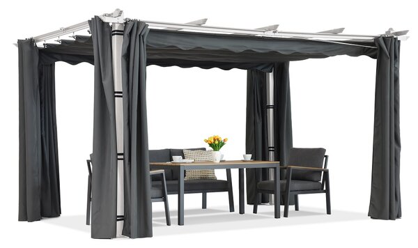 Barbados pergolă terasă 3x4 m cu perdele Garden Point alb-antracit