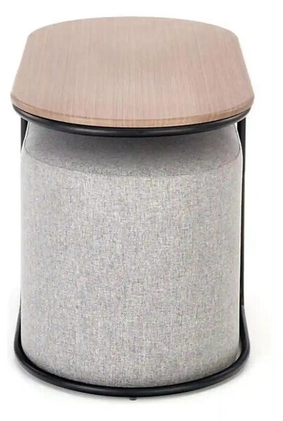 Masuta cafea cu tabureti PAMPA, nuc/gri, 88x43x49 cm