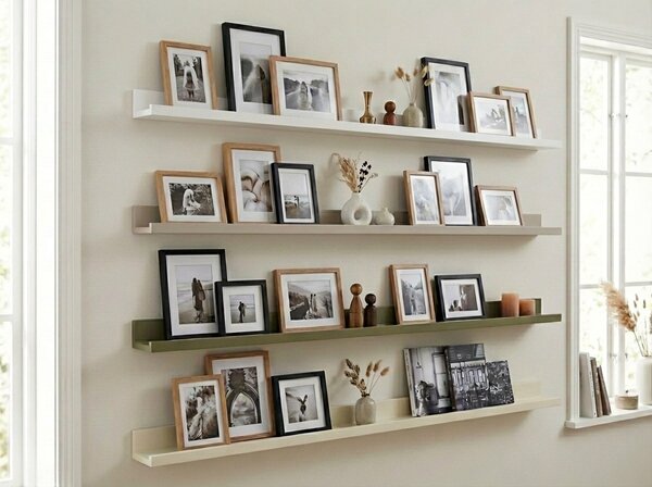 Polita de perete pentru fotografii FOTOPLANK 120 cm, masliniu