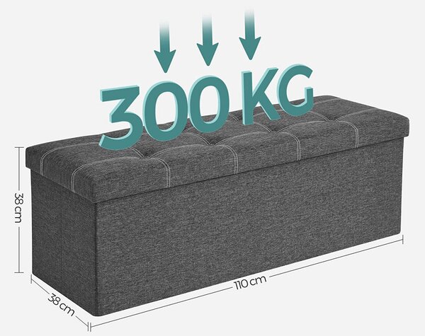 Bancuta hol cufar cu depozitare, Songmics, Gri deschis, 110x38x38 cm