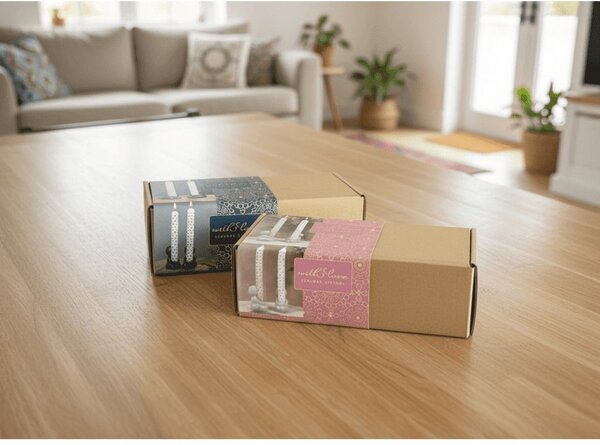 Set 2 suporturi pentru lumanari din ceramica IDEAS 4 SEASONS, neagra