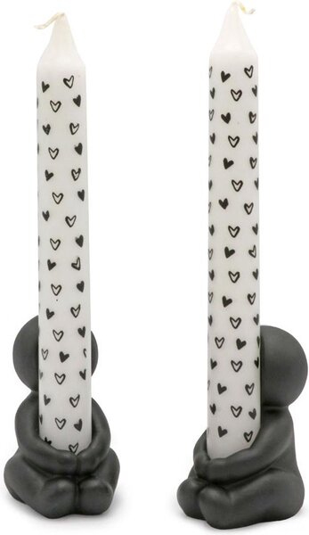 Set 2 suporturi pentru lumanari din ceramica IDEAS 4 SEASONS, neagra