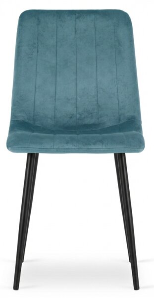 Scaun de catifea petrol LAVA PETROL BLUE cu picioare negre