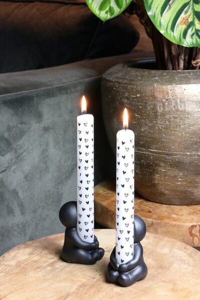 Set 2 suporturi pentru lumanari din ceramica IDEAS 4 SEASONS, neagra