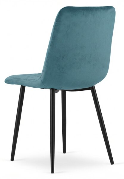 Scaun de catifea petrol LAVA PETROL BLUE cu picioare negre