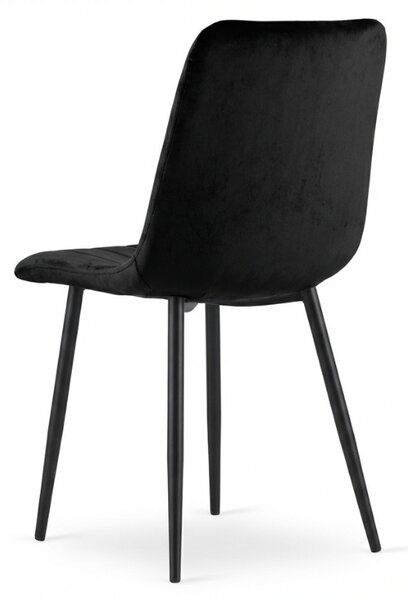 Scaun din catifea neagra LAVA ONYX cu picioare negre