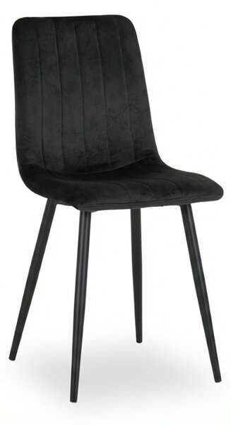 Scaun din catifea neagra LAVA ONYX cu picioare negre
