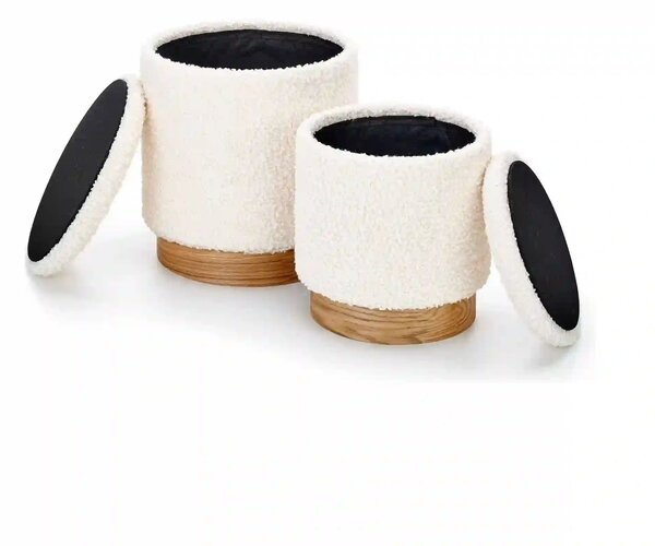 Set taburete moderne CANCUN, crem/stejar, stofa buclata/placaj indoit
