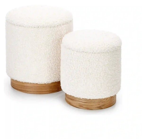 Set taburete moderne CANCUN, crem/stejar, stofa buclata/placaj indoit