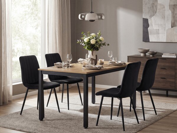 Scaun din catifea neagra LAVA ONYX cu picioare negre