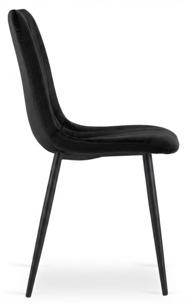 Scaun din catifea neagra LAVA ONYX cu picioare negre