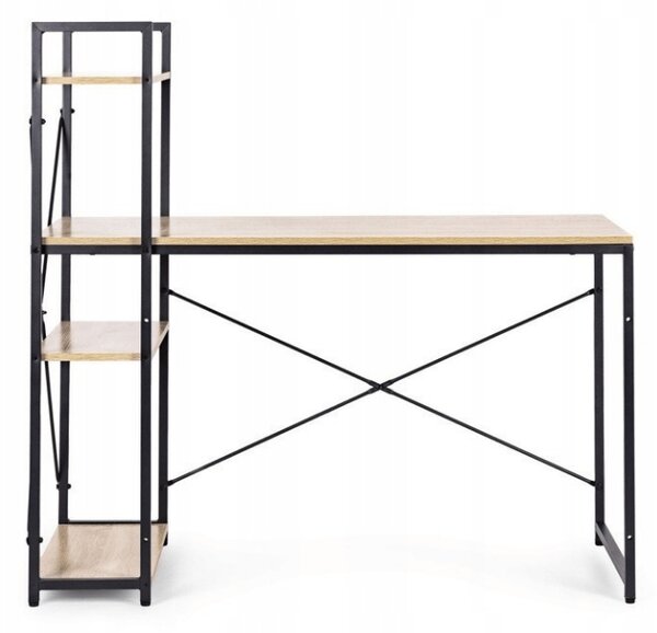 Birou cu raft LOFTY 120x60 cm, negru / decor stejar