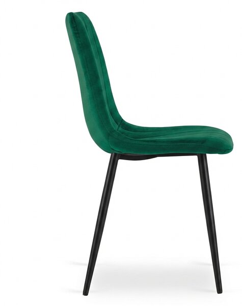 Scaun de catifea verde inchis LAVA BOTTLE GREEN cu picioare negre