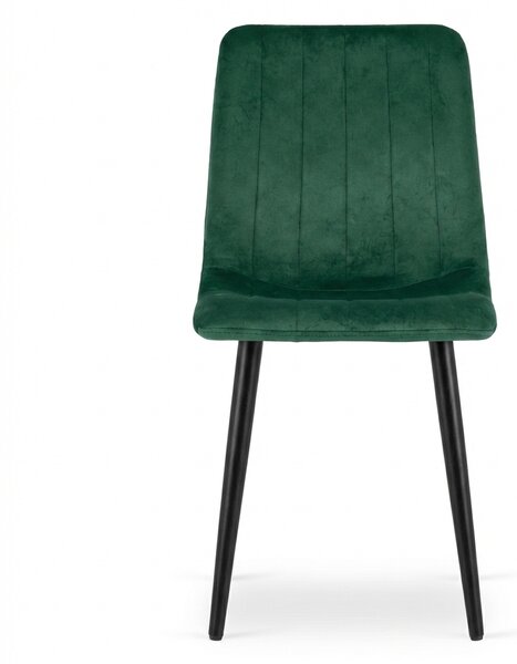 Scaun de catifea verde inchis LAVA BOTTLE GREEN cu picioare negre