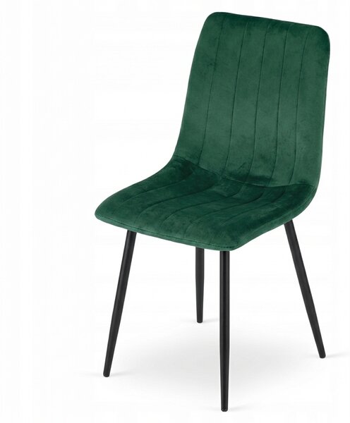 Scaun de catifea verde inchis LAVA BOTTLE GREEN cu picioare negre