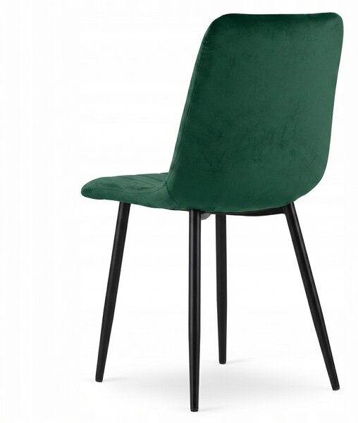 Scaun de catifea verde inchis LAVA BOTTLE GREEN cu picioare negre