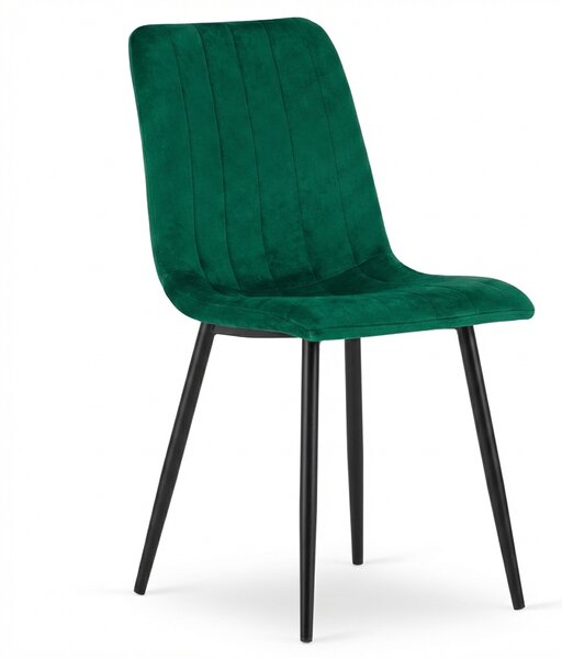 Scaun de catifea verde inchis LAVA BOTTLE GREEN cu picioare negre