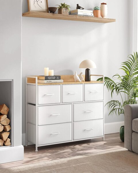 Dulap de depozitare, Songmics, Natural-Alb, 98x28.5x85 cm