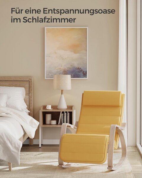 Scaun balansoar, Songmics, Galben-Natural, 121.5x67x84 cm
