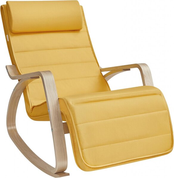 Scaun balansoar, Songmics, Galben-Natural, 121.5x67x84 cm