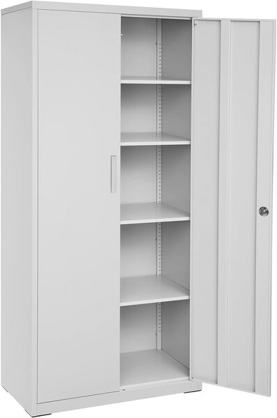 Dulap metalic de depozitare, Songmics, Gri, 80x40x180 cm