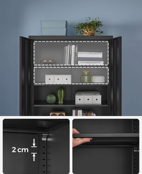 Dulap de depozitare din metal, Songmics, Negru, 80x40x180 cm