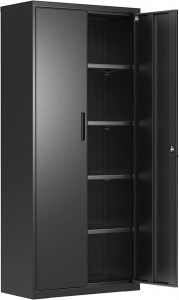 Dulap de depozitare din metal, Songmics, Negru, 80x40x180 cm