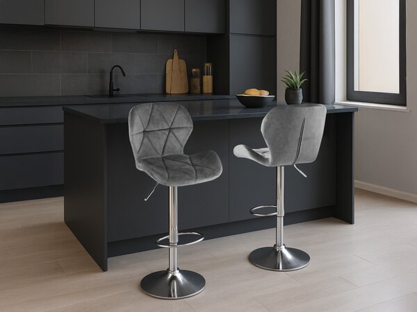 Scaun de bar gri WEST VELVET
