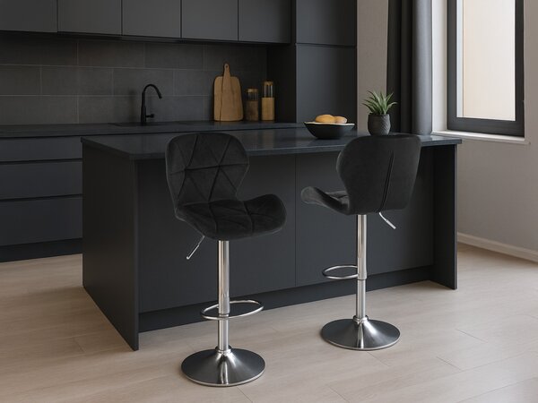 Scaun de bar negru WEST VELVET