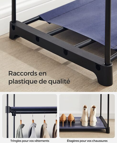 Dulap pentru haine, Songmics, Albastru inchis, 140x43x174 cm