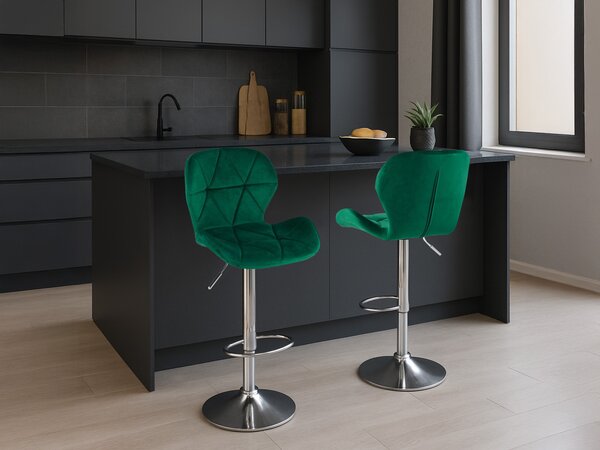 Scaun de bar verde WEST VELVET