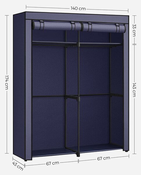 Dulap pentru haine, Songmics, Albastru inchis, 140x43x174 cm