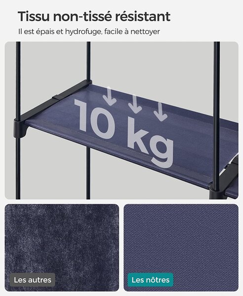 Dulap pentru haine, Songmics, Albastru inchis, 140x43x174 cm