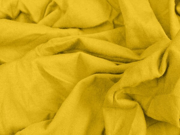Cearsaf Jersey EXCLUSIVE cu elastic galben mustar 90 x 200 cm