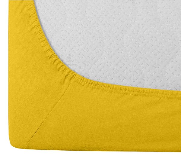 Cearsaf Jersey EXCLUSIVE cu elastic galben mustar 90 x 200 cm