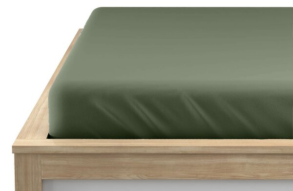 Cearsaf Jersey EXCLUSIVE cu elastic verde inchis 90 x 200 cm