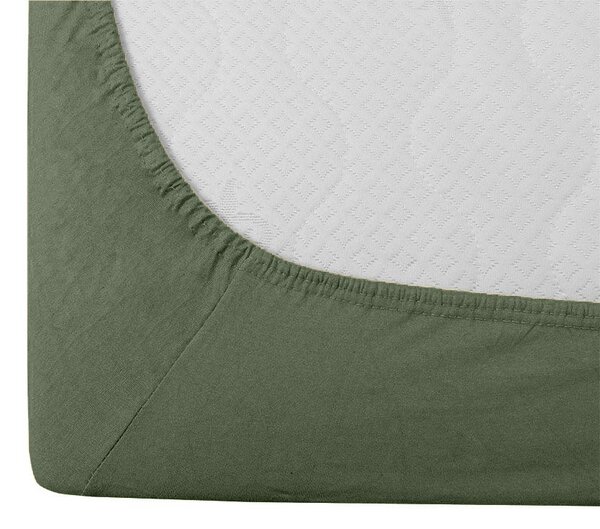 Cearsaf Jersey EXCLUSIVE cu elastic verde inchis 90 x 200 cm