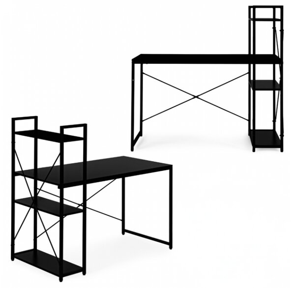 Birou cu raft LOFTY 120x60 cm, negru