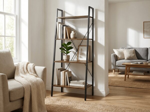 Biblioteca TAYLOR 4 rafturi 147x60 cm, rustic maro