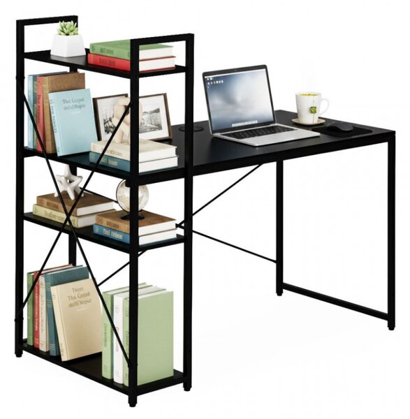 Birou cu raft LOFTY 120x60 cm, negru