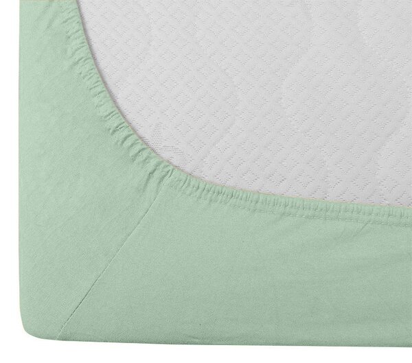 Cearsaf Jersey EXCLUSIVE cu elastic verde menta 90 x 200 cm