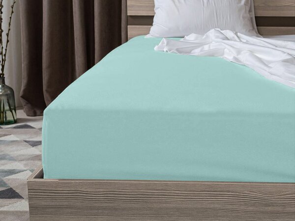 Cearsaf Jersey EXCLUSIVE cu elastic verde mentol deschis 90 x 200 cm