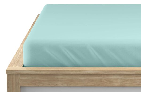 Cearsaf Jersey EXCLUSIVE cu elastic verde mentol deschis 90 x 200 cm