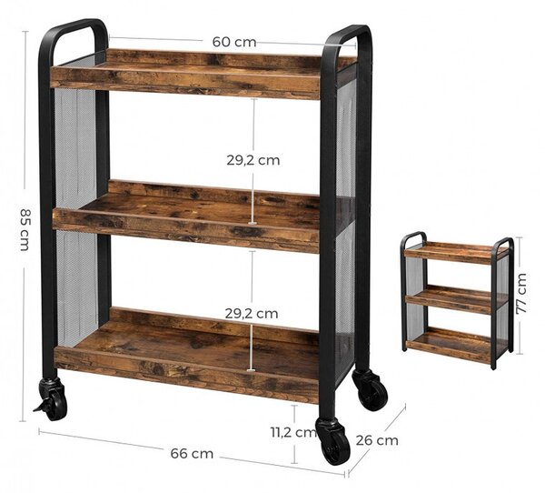 Raft cu Roti Vasagle, 66x26x85cm
