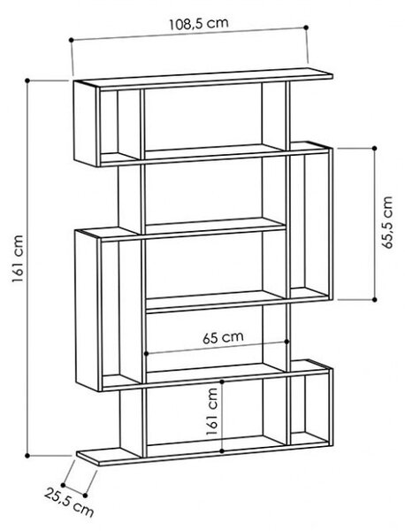 Biblioteca Mito Antracit 108.5x25.5x161 cm